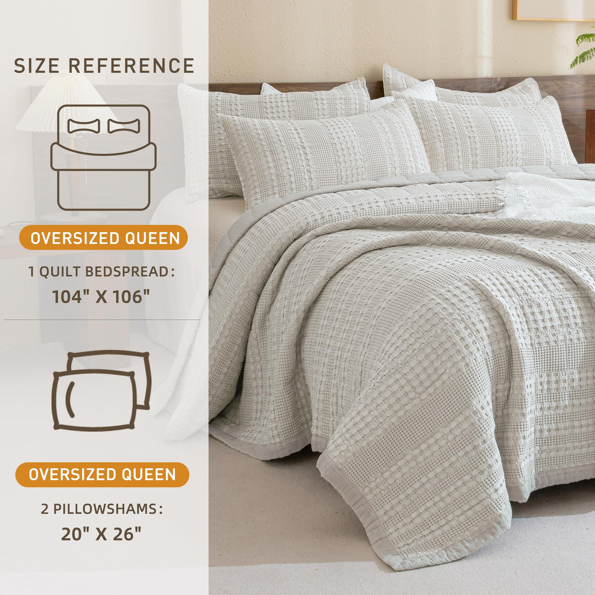 Oversized Waffle Weave Lightweight Coverlets_3 Pieces