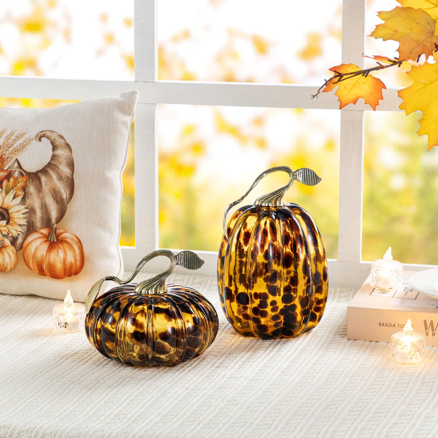 Amber Glass Pumpkin Decor