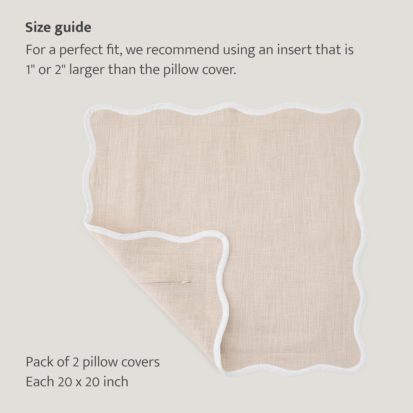 Double Stitch Scalloped Throw Pillow Covers - 100% Cotton