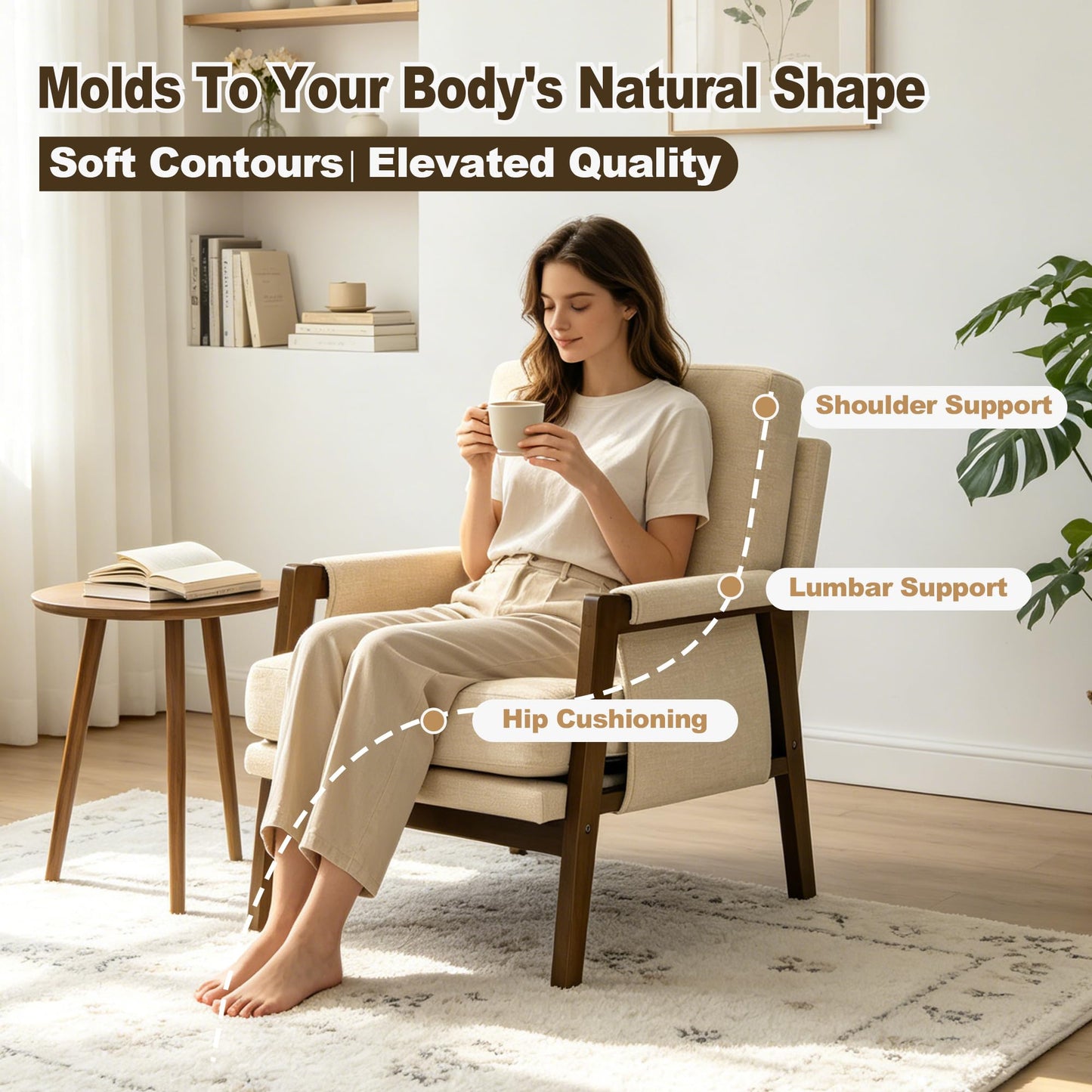 Modern Accent Armchair_Solid Wood