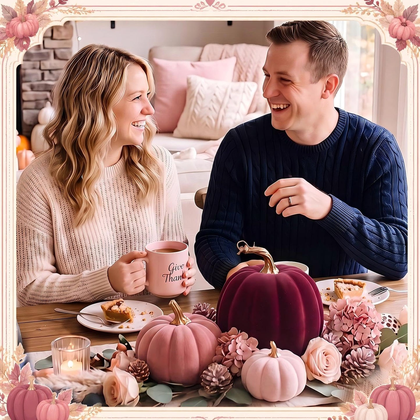 3 Pcs Velvet Pumpkin Decor