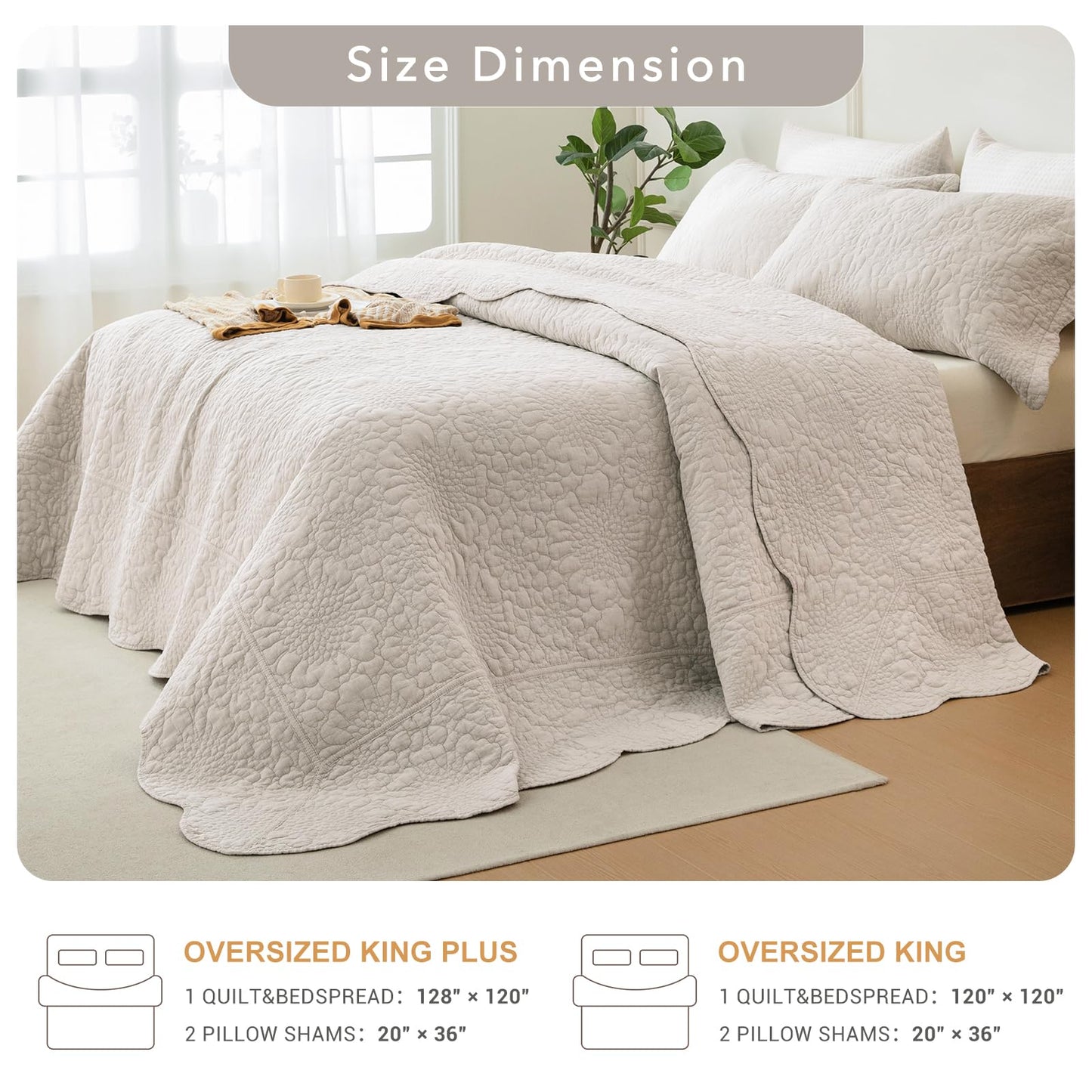 Cotton Oversized Quilt Bedspread Set