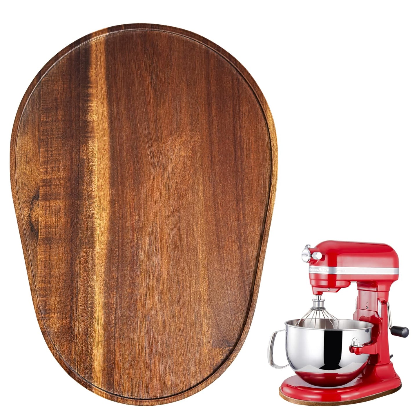Acacia Wood Mixer Slider Mat for Kitchen Aid 4.5-5 Qt Tilt-Head Stand Mixer Kitchen Appliance Slider Tray Countertop Storage Attachments