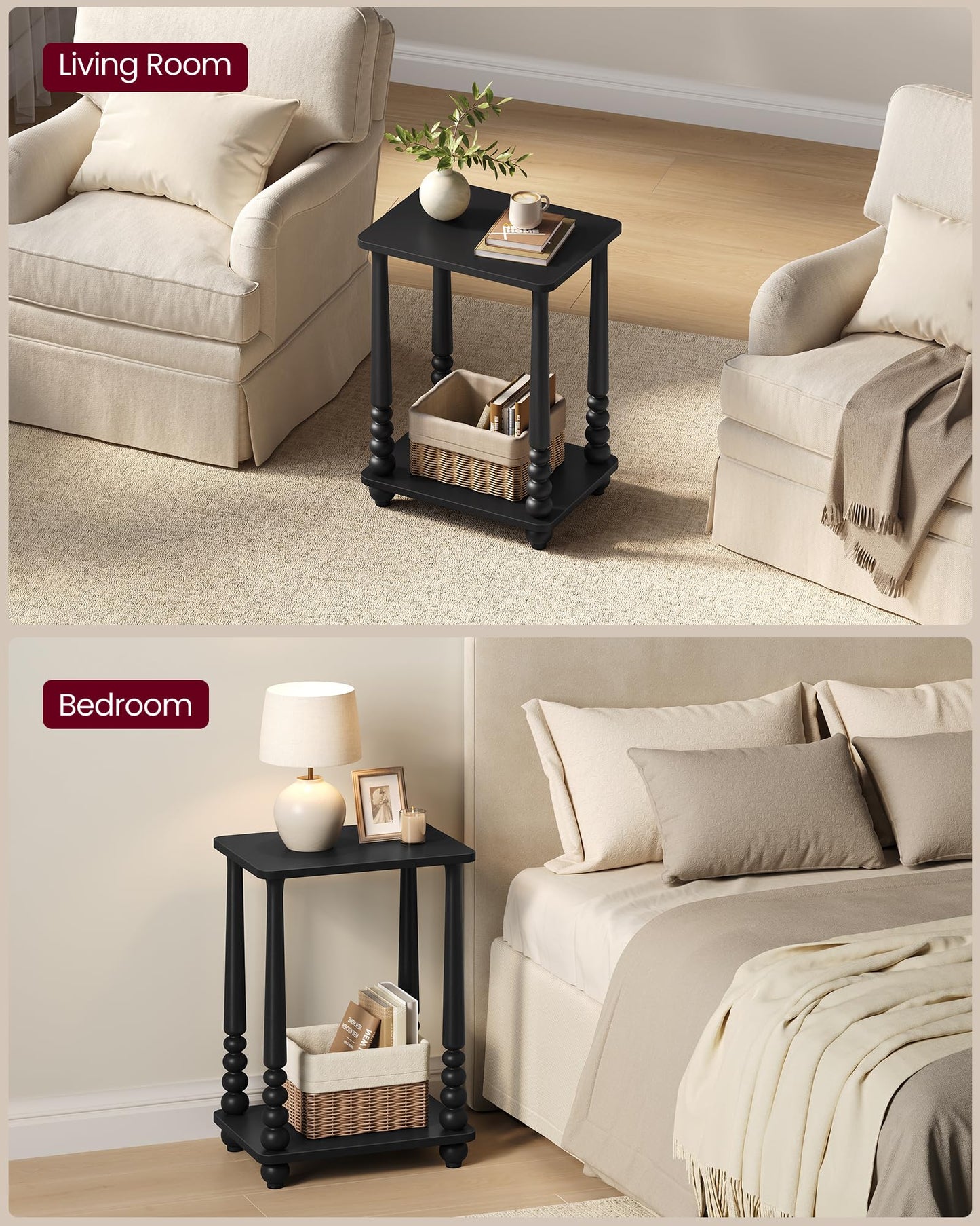 Solid Wood Accent Nightstand