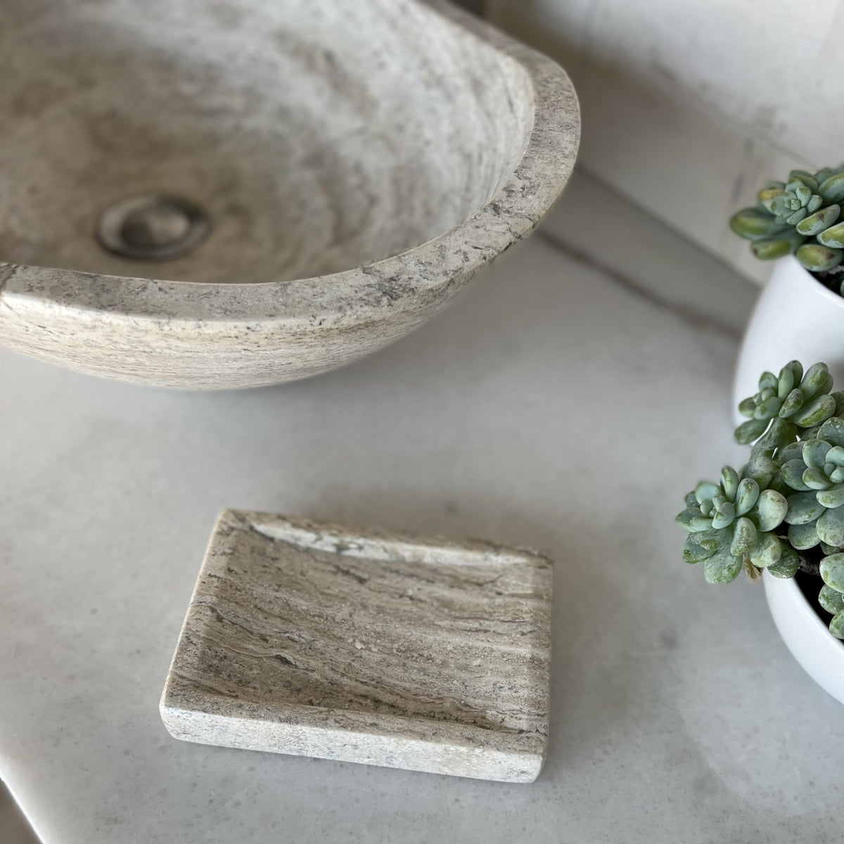 Oval Natural Stone Wash Basin Travertine Vessel Sink