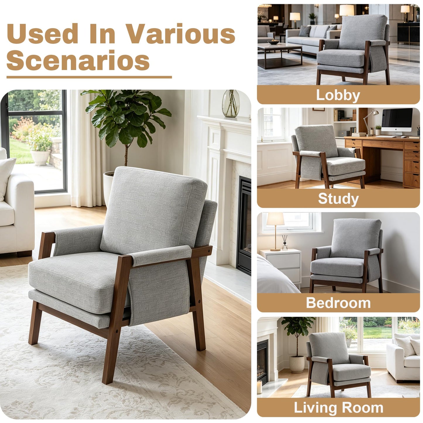 Modern Accent Armchair_Solid Wood