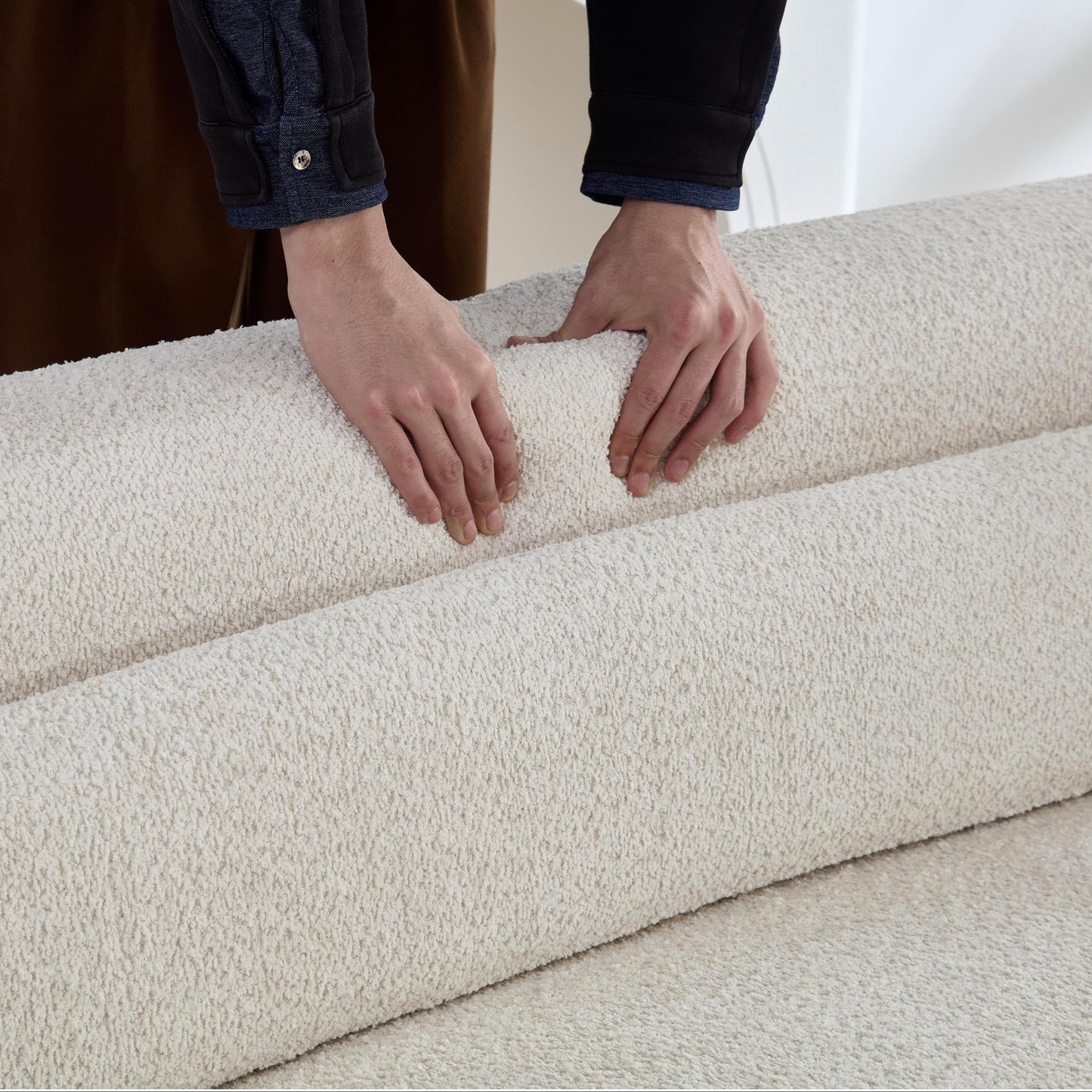 Oversized Curved Boucle 3-Sector Shaped Sectional Sofa