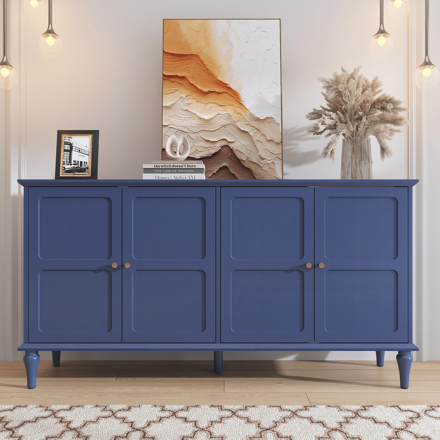 58" Mid-Century Modern Sideboard Buffet Cabinet with Storage