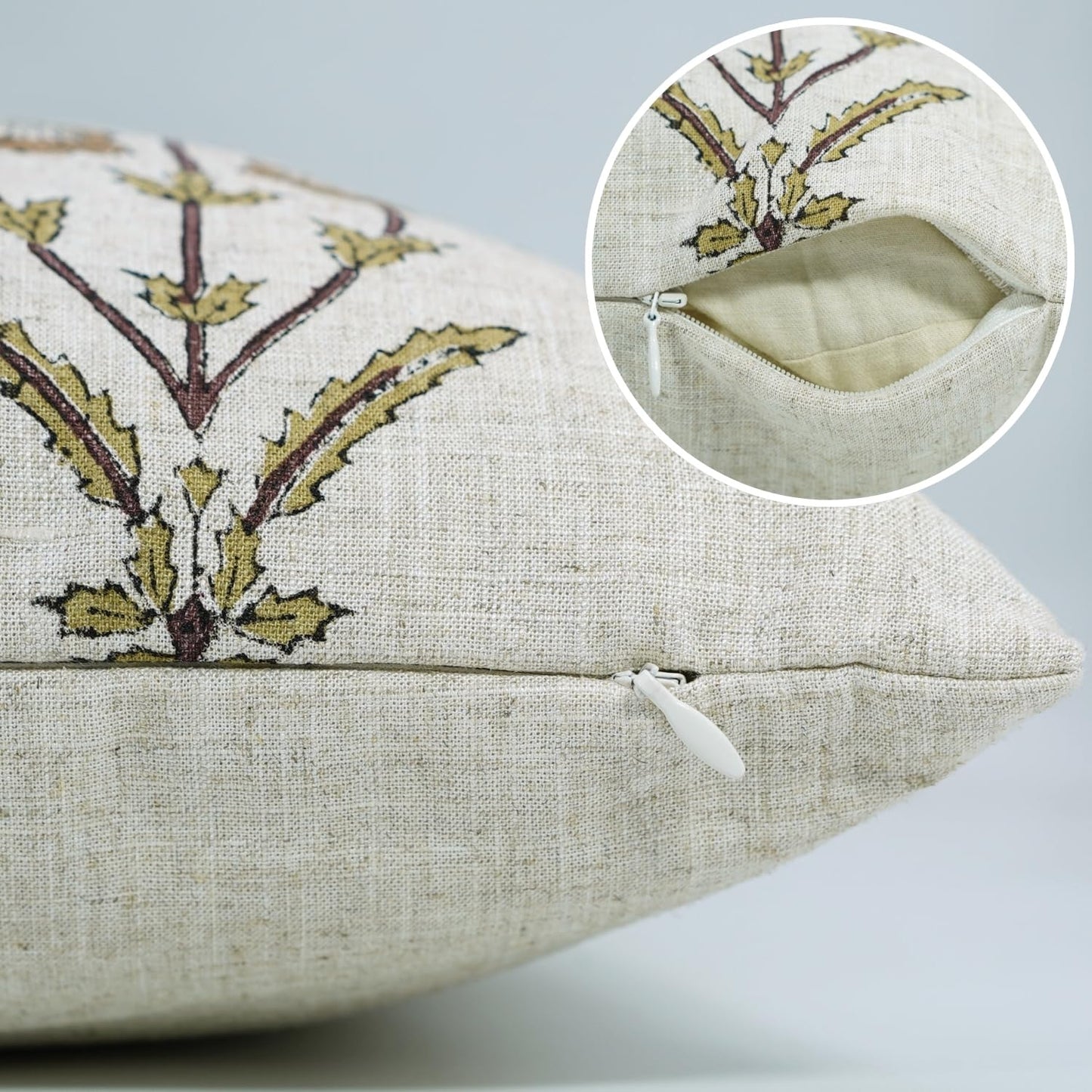 Floral Print Thick Linen 18x18 Inch Throw Pillowcase