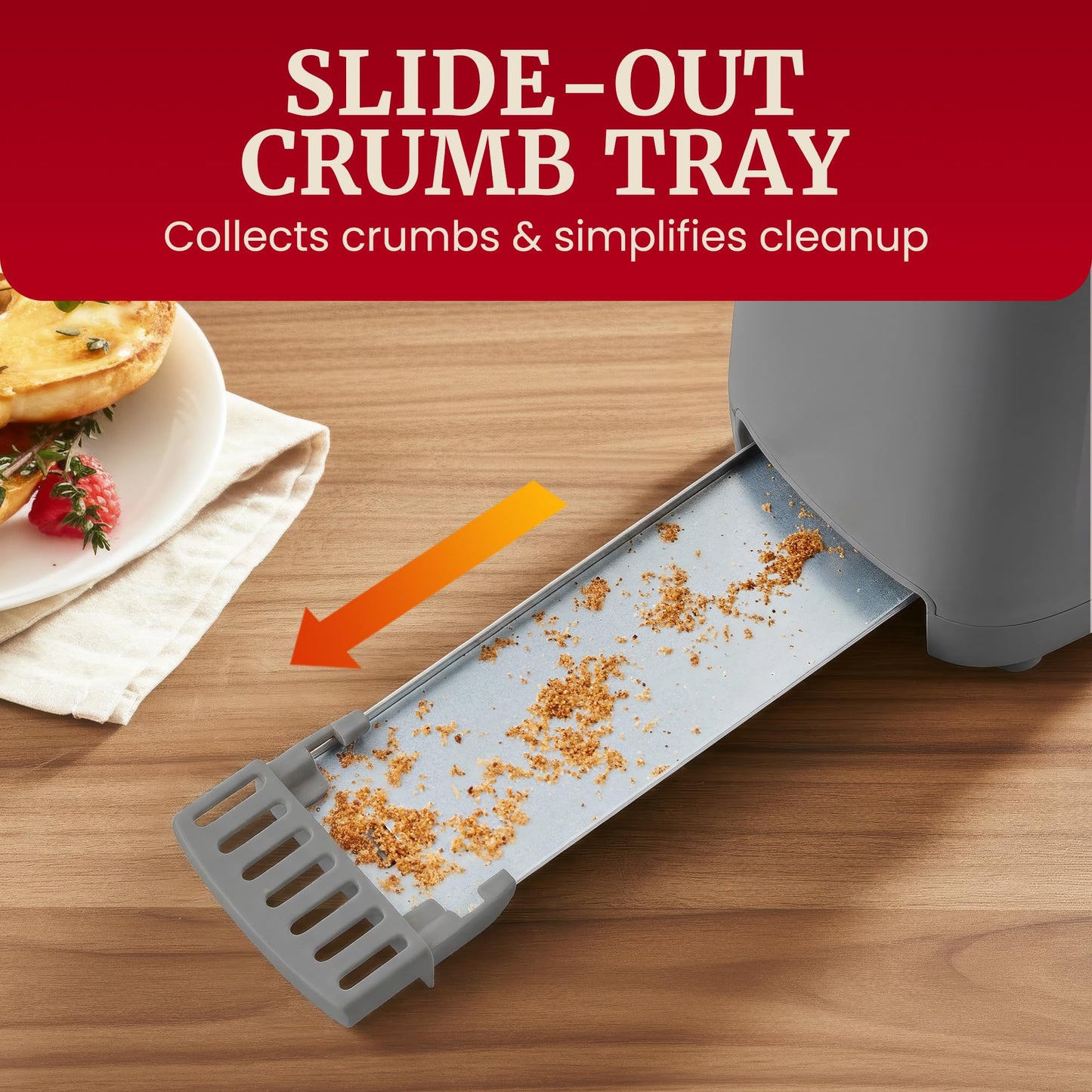 Elite Gourmet ECT2517C SLIMTOAST™ 2-Slice Long Slot Toaster, Cool-Touch Body, 6 Browning Shades, Extra-Wide 1.5" Slot for Artisan Bread, Bagels, Waffles & English Muffins, Cremello
