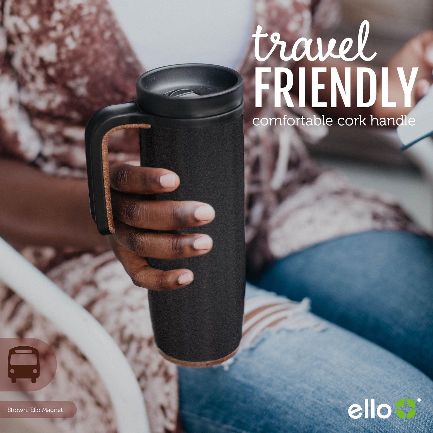 Magnet 18oz Vacuum Insulated Stainless Steel Travel Mug with Side Handle