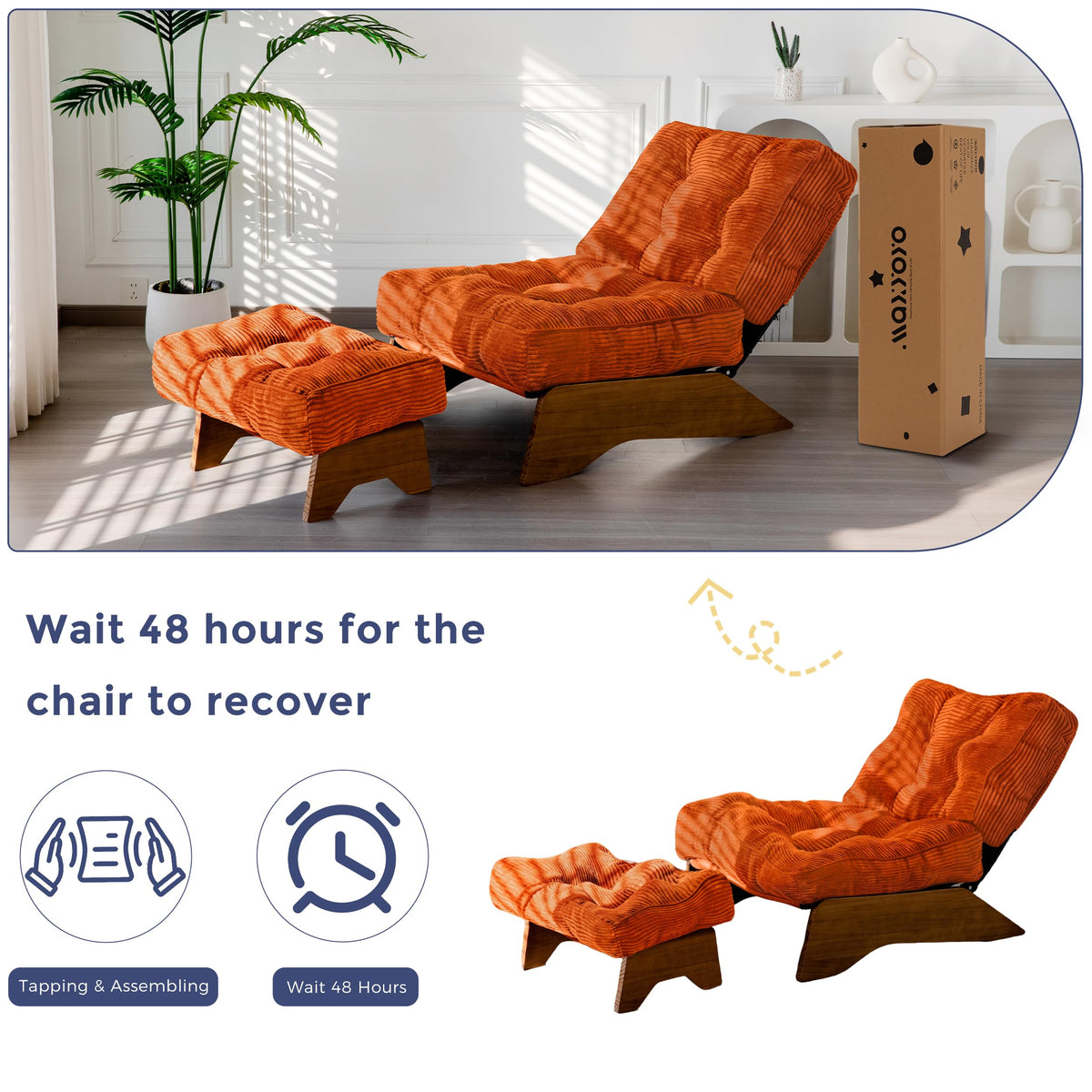 Lounge Chair with Ottoman and with Adjustable Backrest