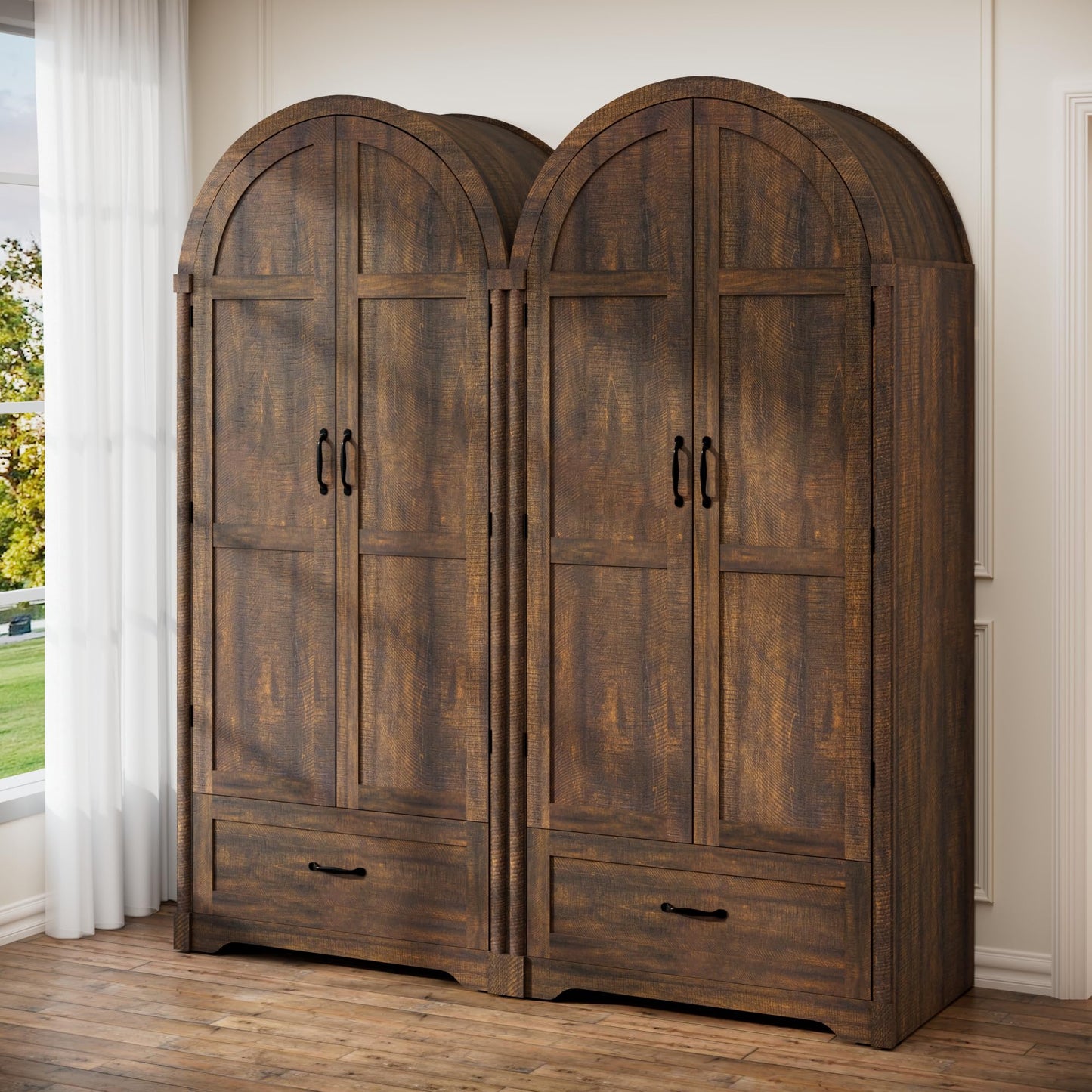 3 Doors Armoire Wardrobe Closet with Doors and Drawers