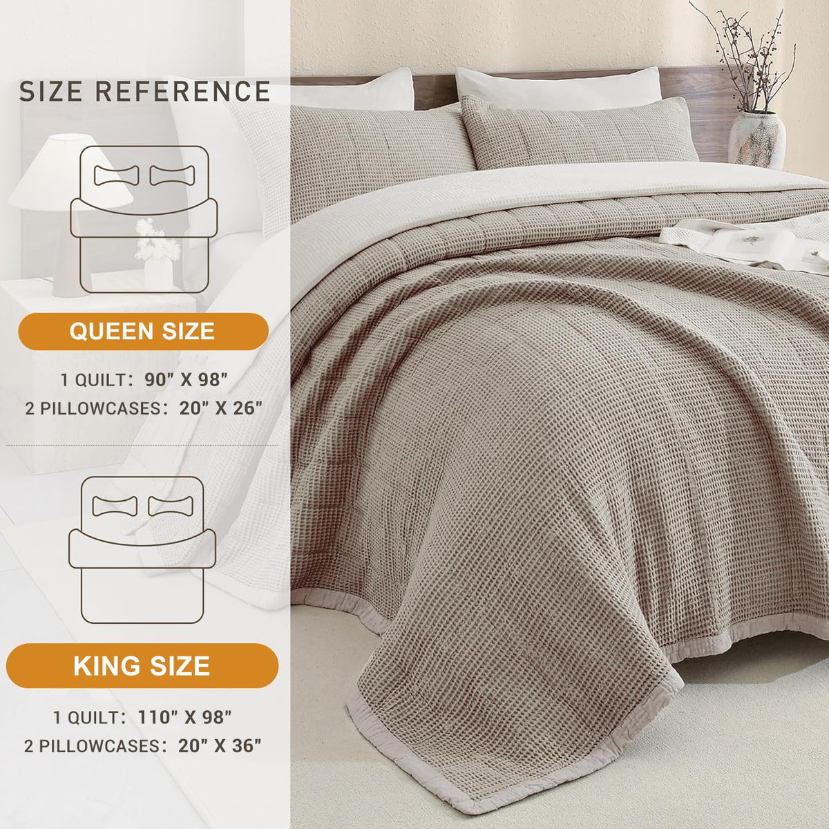 Oversized Waffle Weave Lightweight Coverlets_3 Pieces