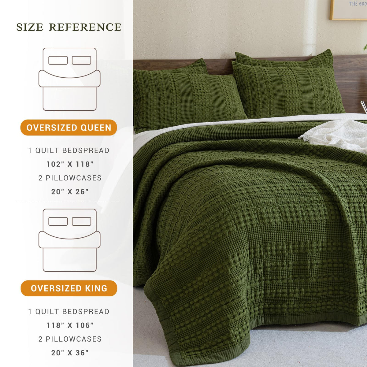 Oversized Waffle Weave Lightweight Coverlets_3 Pieces