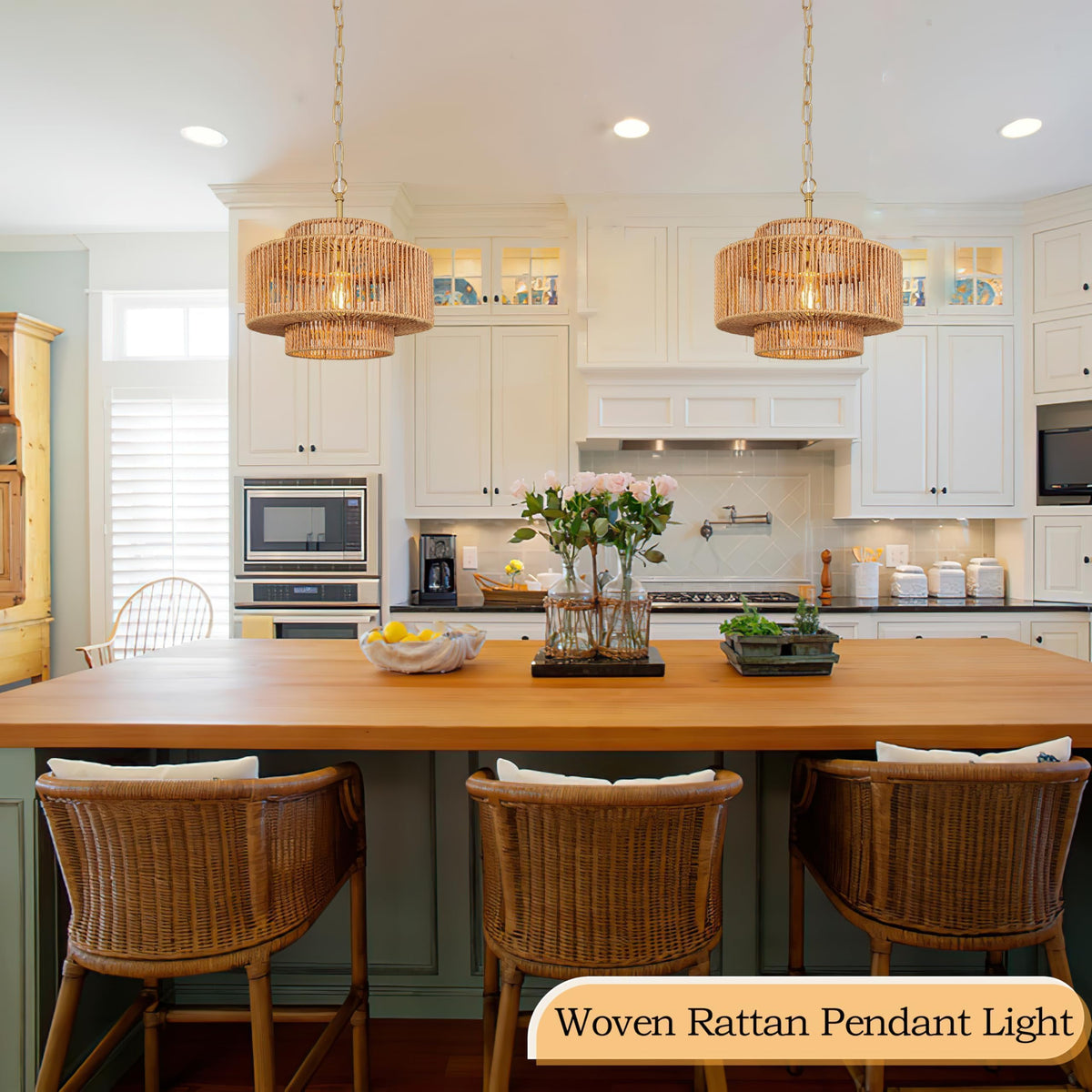 Black Rattan Pendant Chandelier