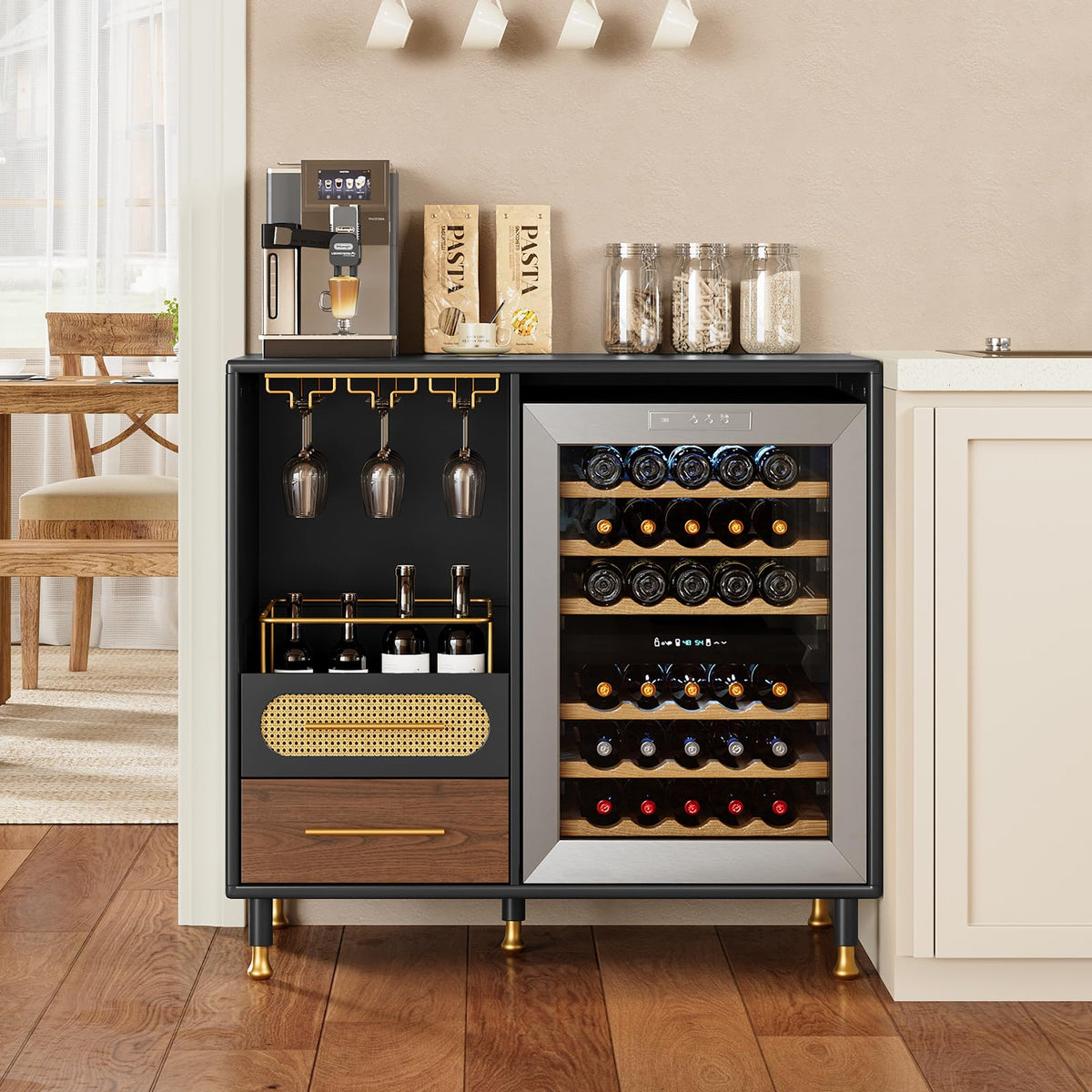 Coffee Wine Bar Cabinet with Mini Fridge