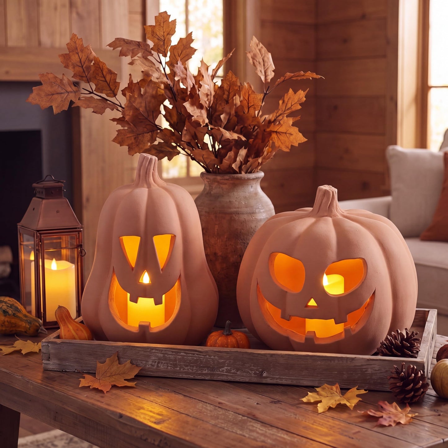 2 Pack Fall Terracotta Pumpkins