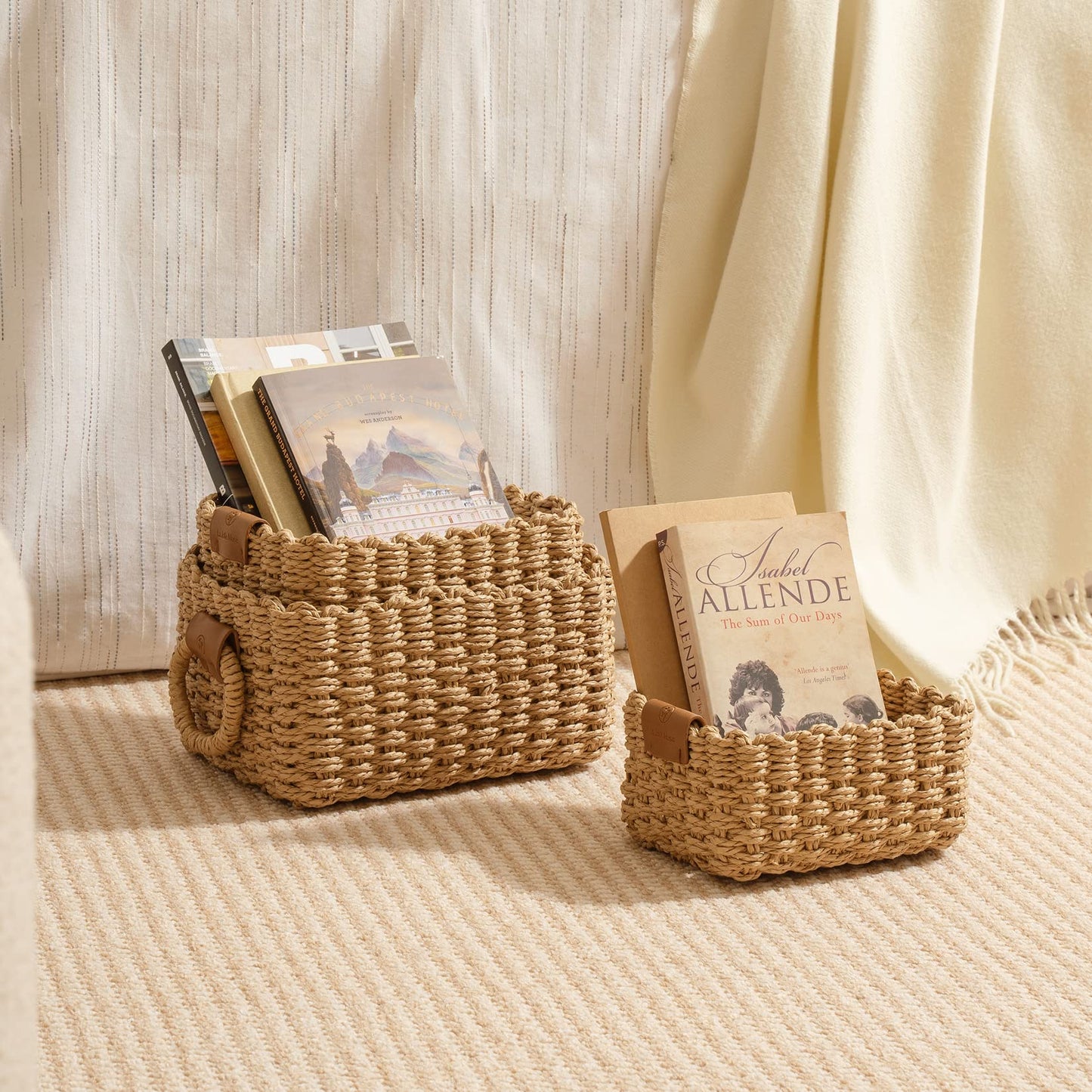 Wicker Square Storage Organizer Baskets / Set of 3