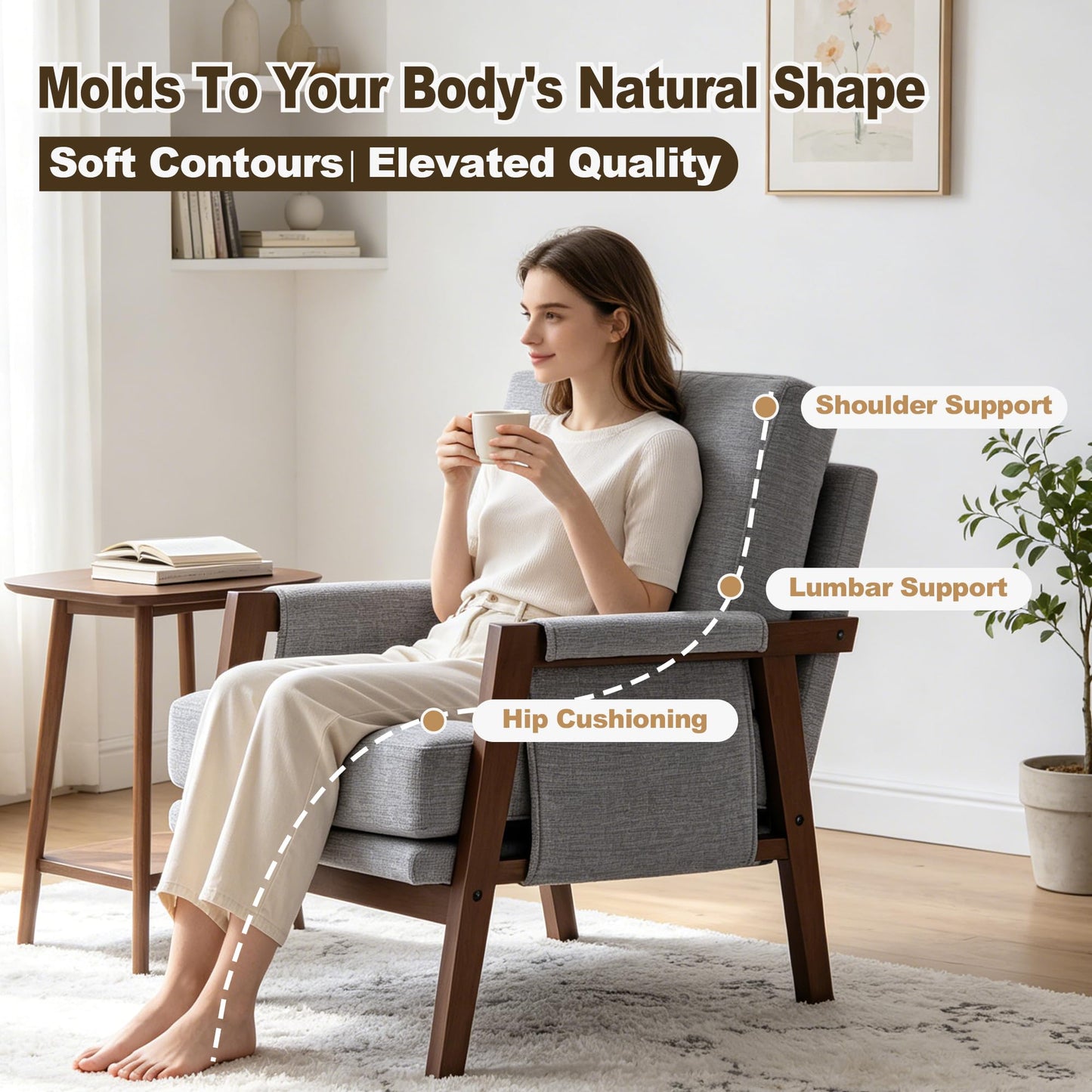 Modern Accent Armchair_Solid Wood