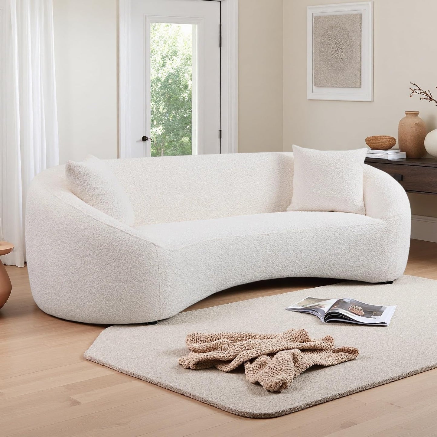 Oversized Curved Boucle 3-Sector Shaped Sectional Sofa