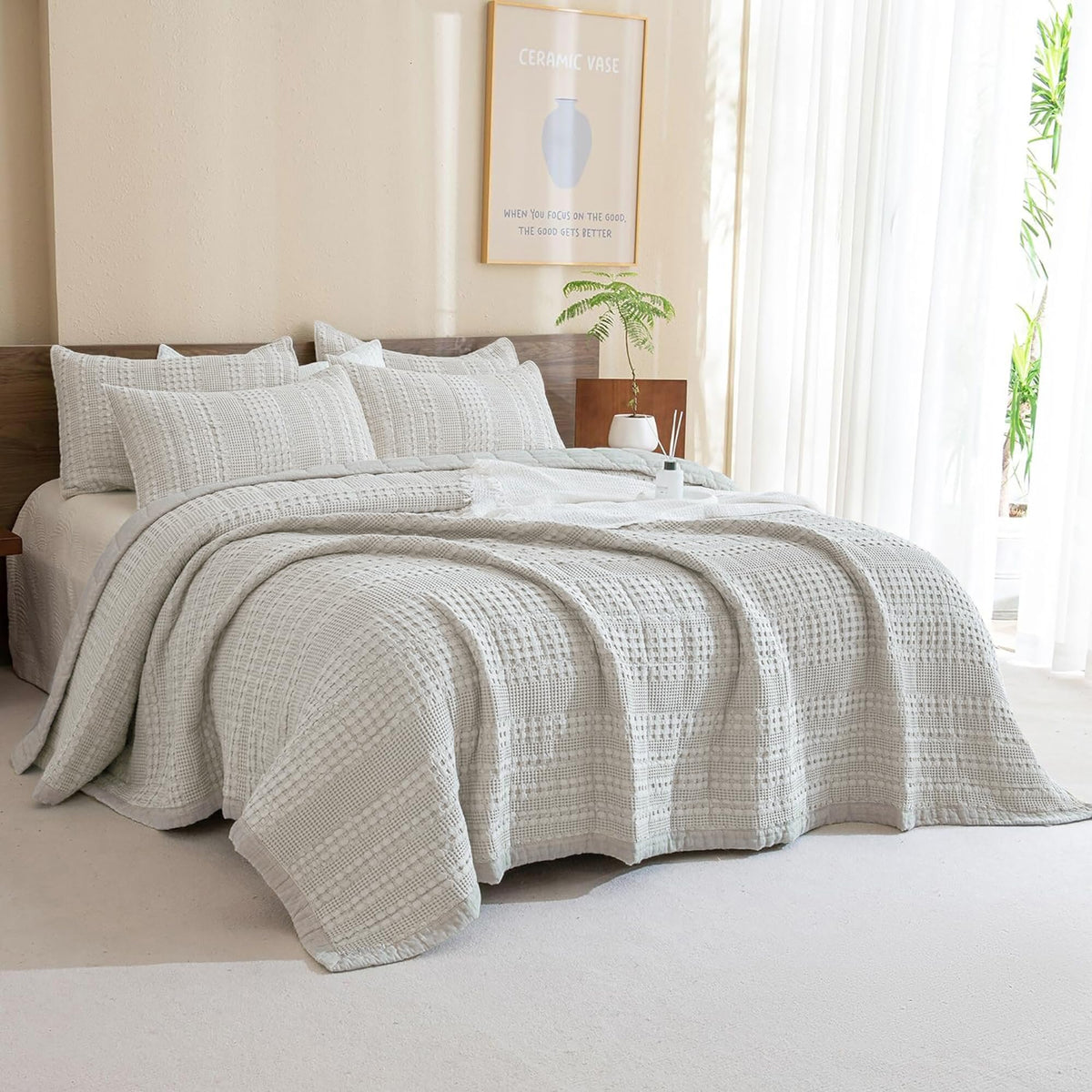 Oversized Waffle Weave Lightweight Coverlets_3 Pieces
