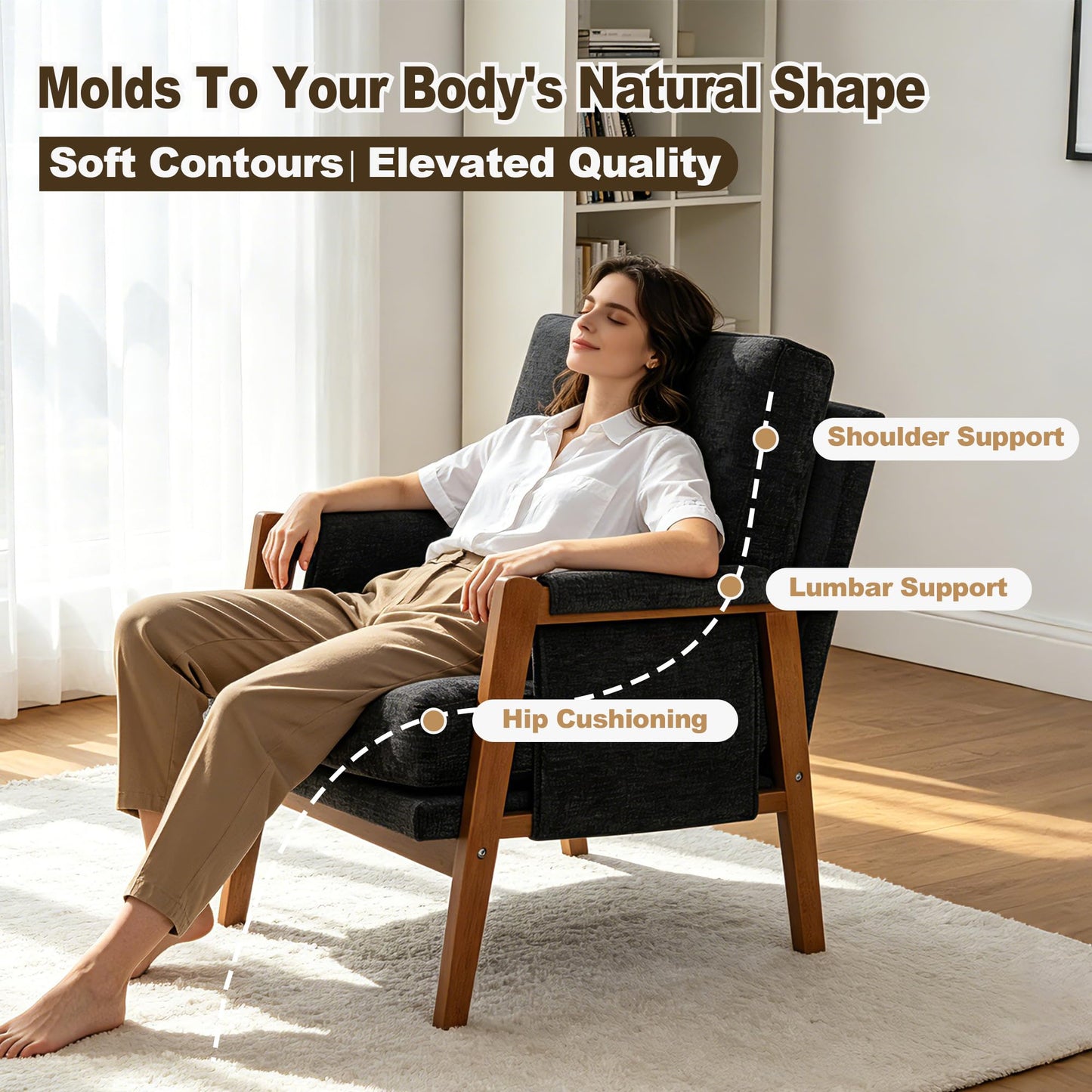 Modern Accent Armchair_Solid Wood