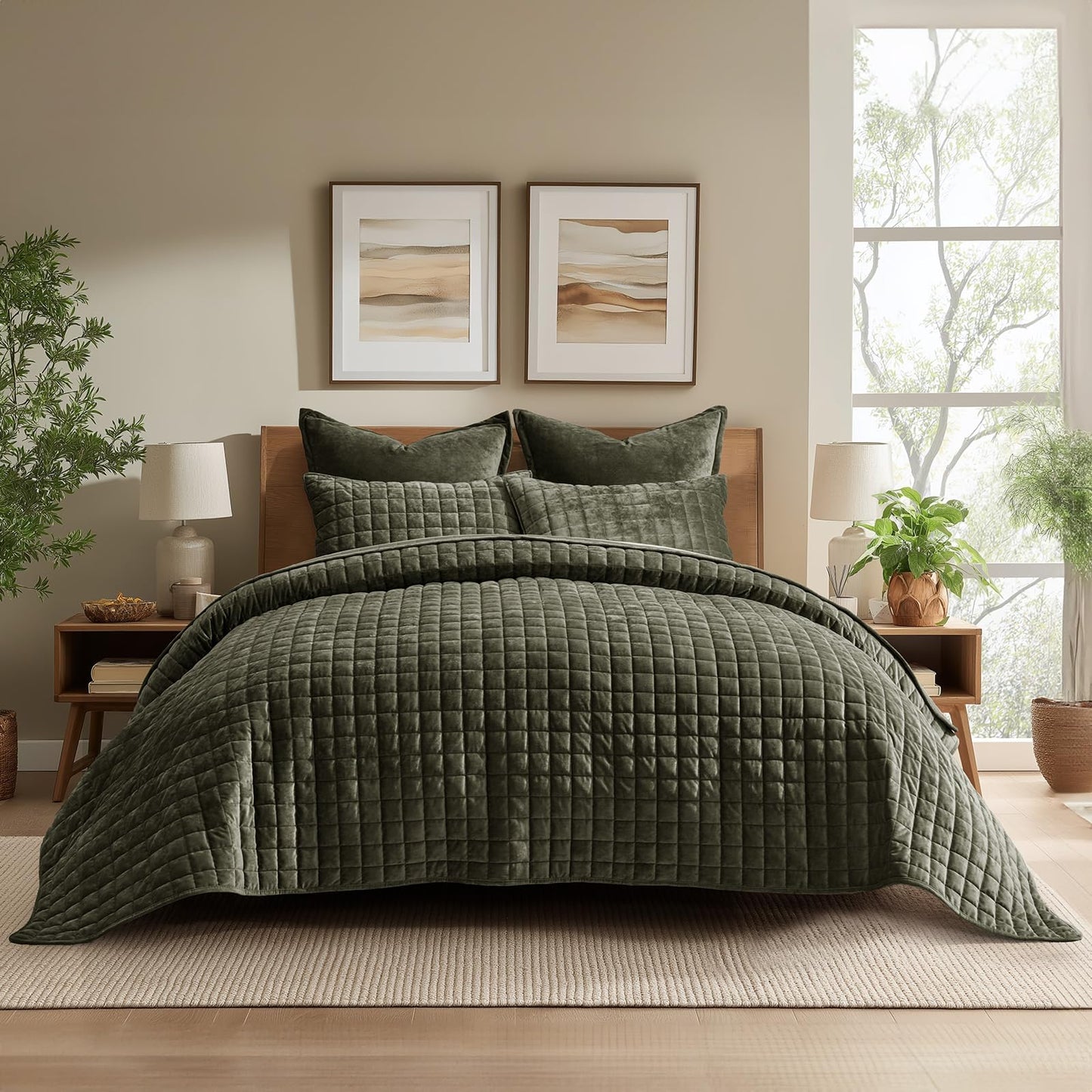 Box Stitch Velvet Quilt Set, King Size