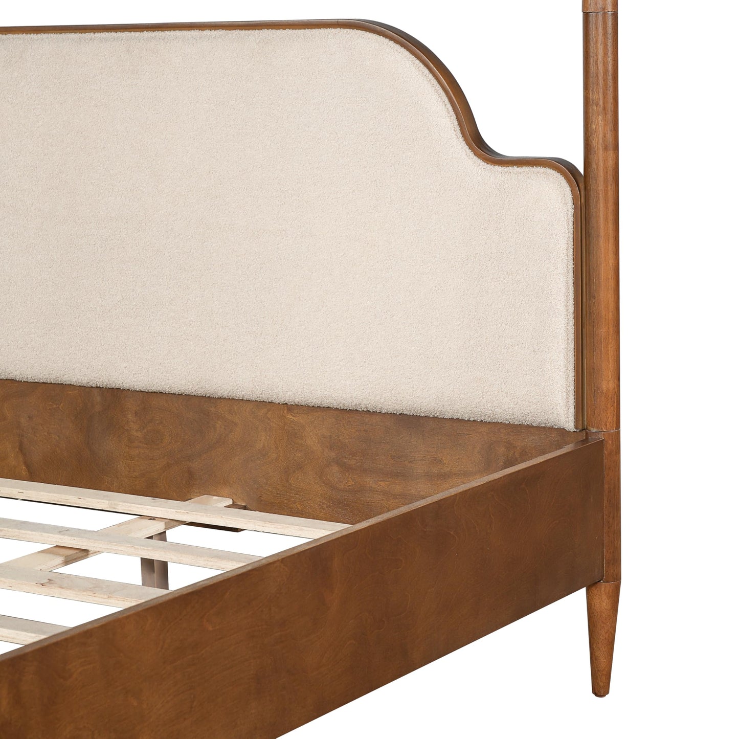 Vintage Upholstered 4-Poster Canopy Bed