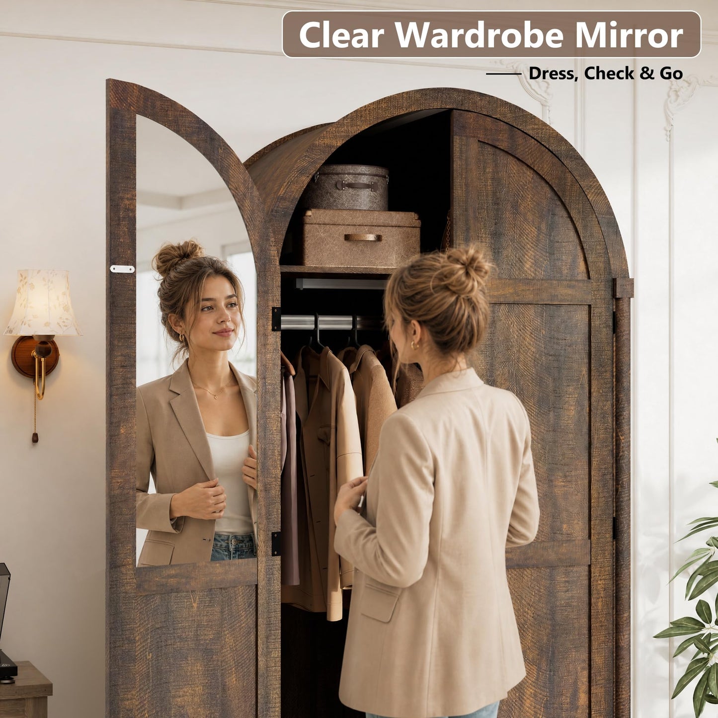 3 Doors Armoire Wardrobe Closet with Doors and Drawers