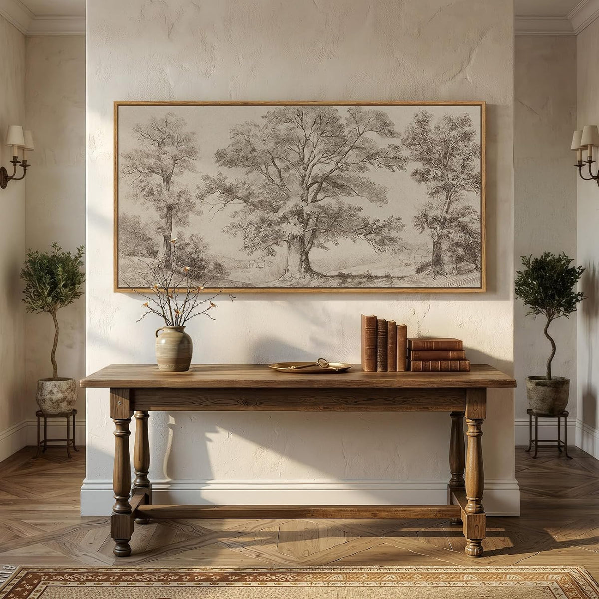 Framed Vintage Landscape Wall Art 60x30 Inch