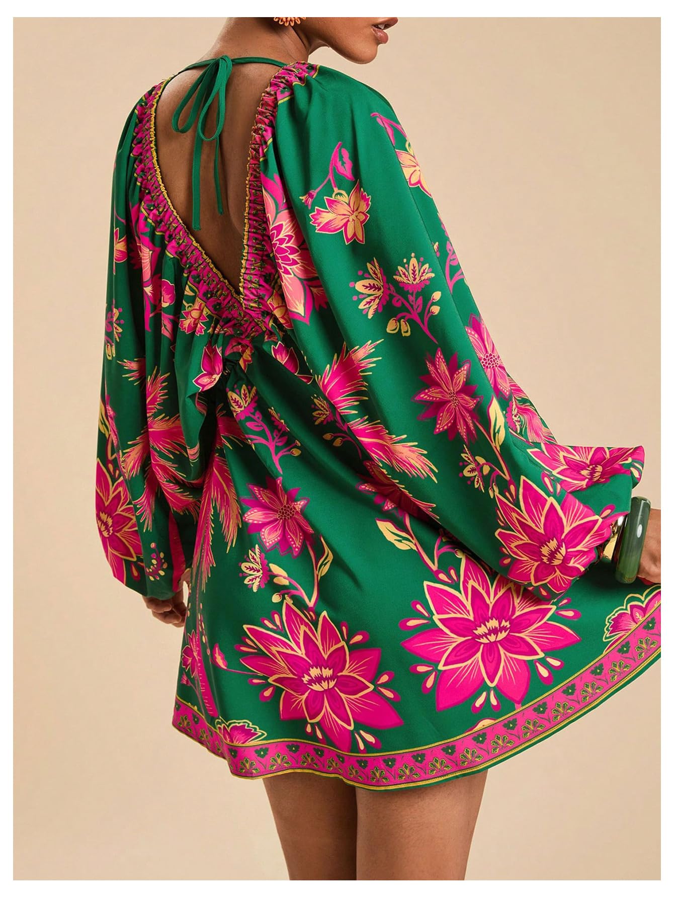 Women's Boho Floral Mini Dresses