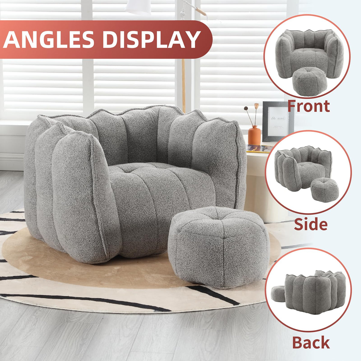 Bean Bag Couch with Ottoman