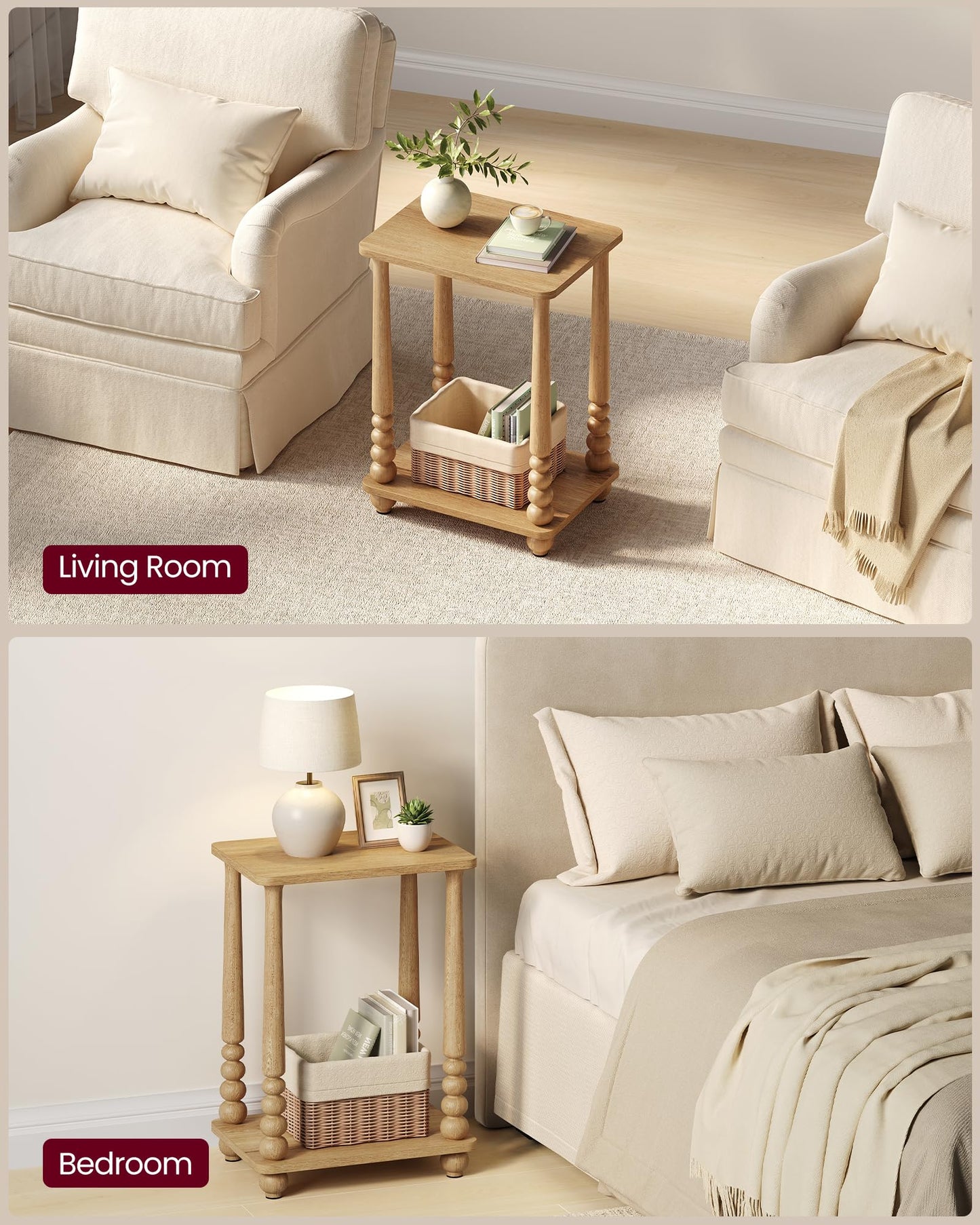 Solid Wood Accent Nightstand