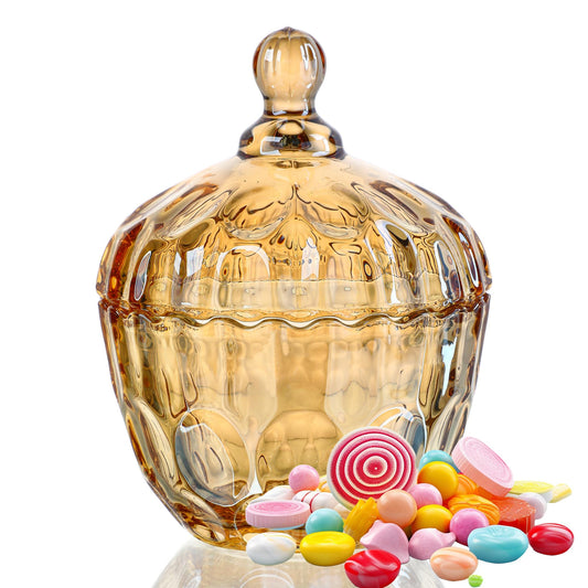 Decorative Embossed Glass Dish with Lid