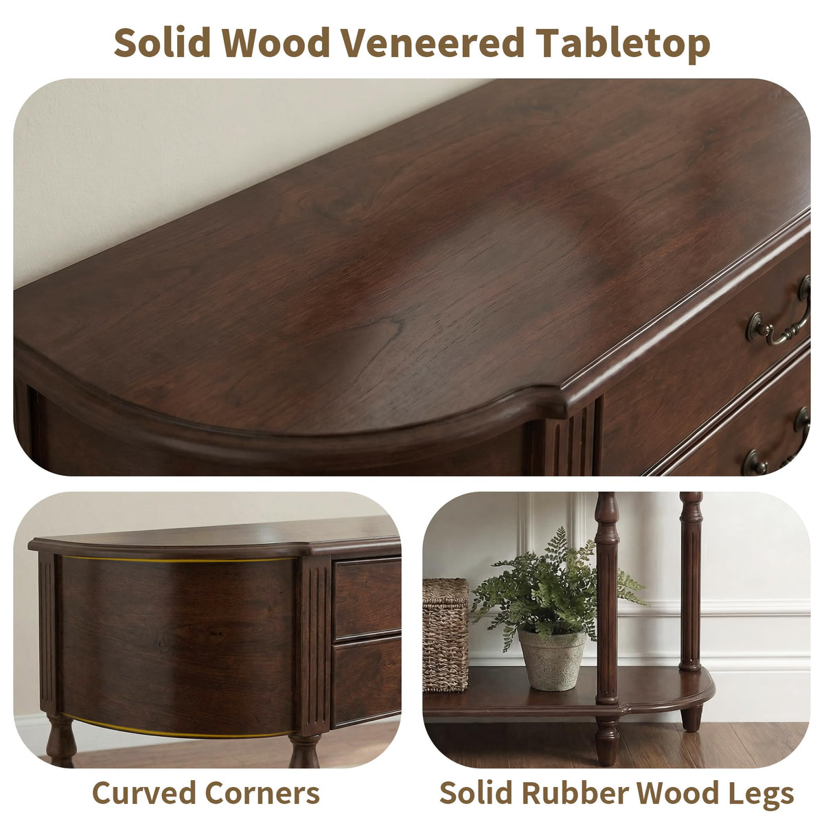 47" Walnut Console Table with Storage