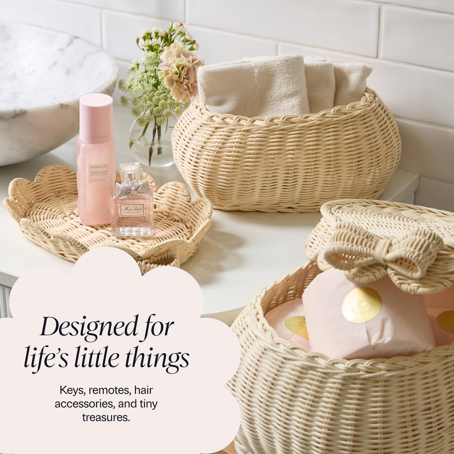 Hand-Woven Scalloped Basket Set Of 2