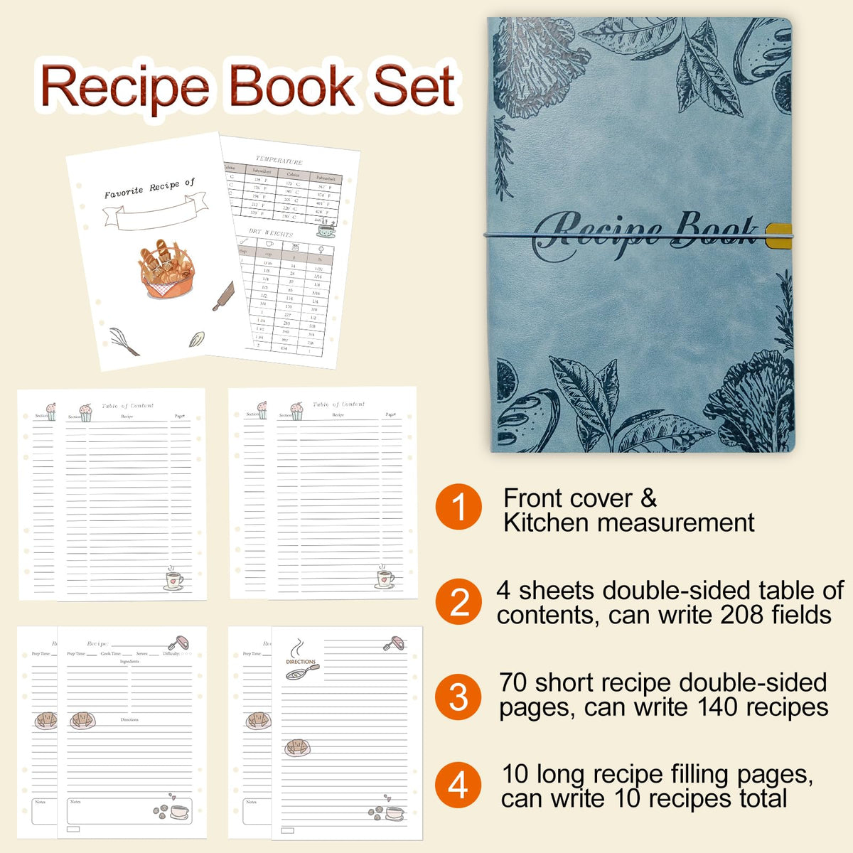 Blank Recipe Leather Cookbook