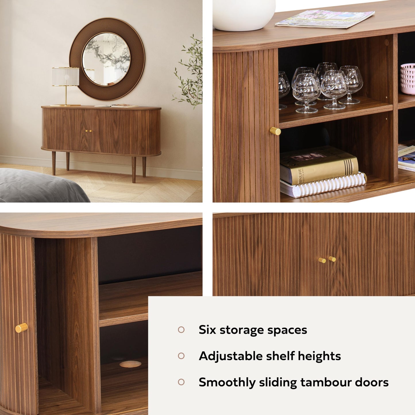 WERMO 71’’ Black Sideboard Cabinet with Doors and Shelves - Black Cabinet for Living Room, Bedroom, Entryway and Office Credenza. Kitchen Buffet, Modern Media Console Table with Storage (Black Oak)