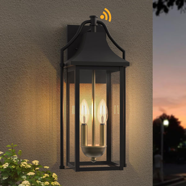Outdoor Wall Lights Fixtures, Large Size Dusk to Dawn Waterproof Exterior Lanterns, Modern Porch Sconce Wall Mounted with Glass