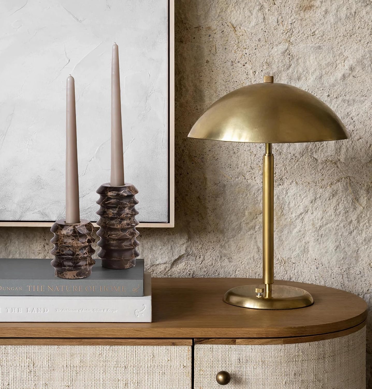 Marble Candlestick Holders, Set of 2 Natural Stone