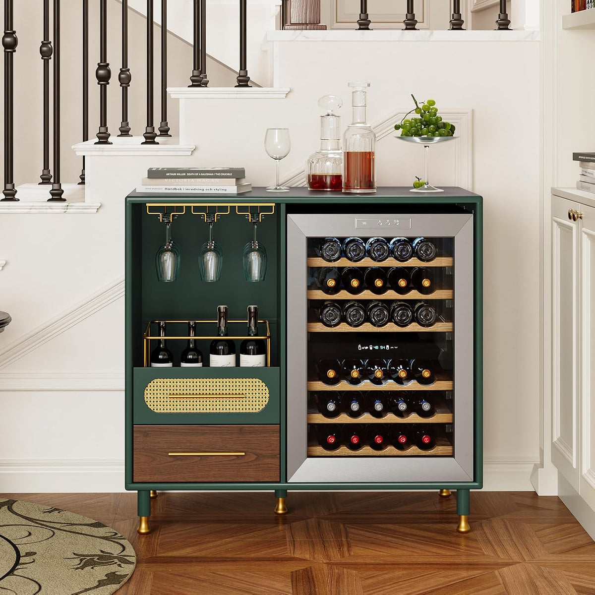 Coffee Wine Bar Cabinet with Mini Fridge