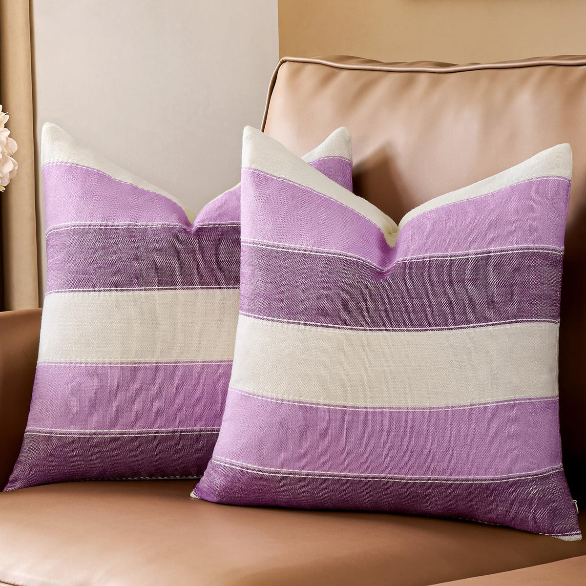 2 Pair Stripe Check Throw Pillow Covers 18x18Inch