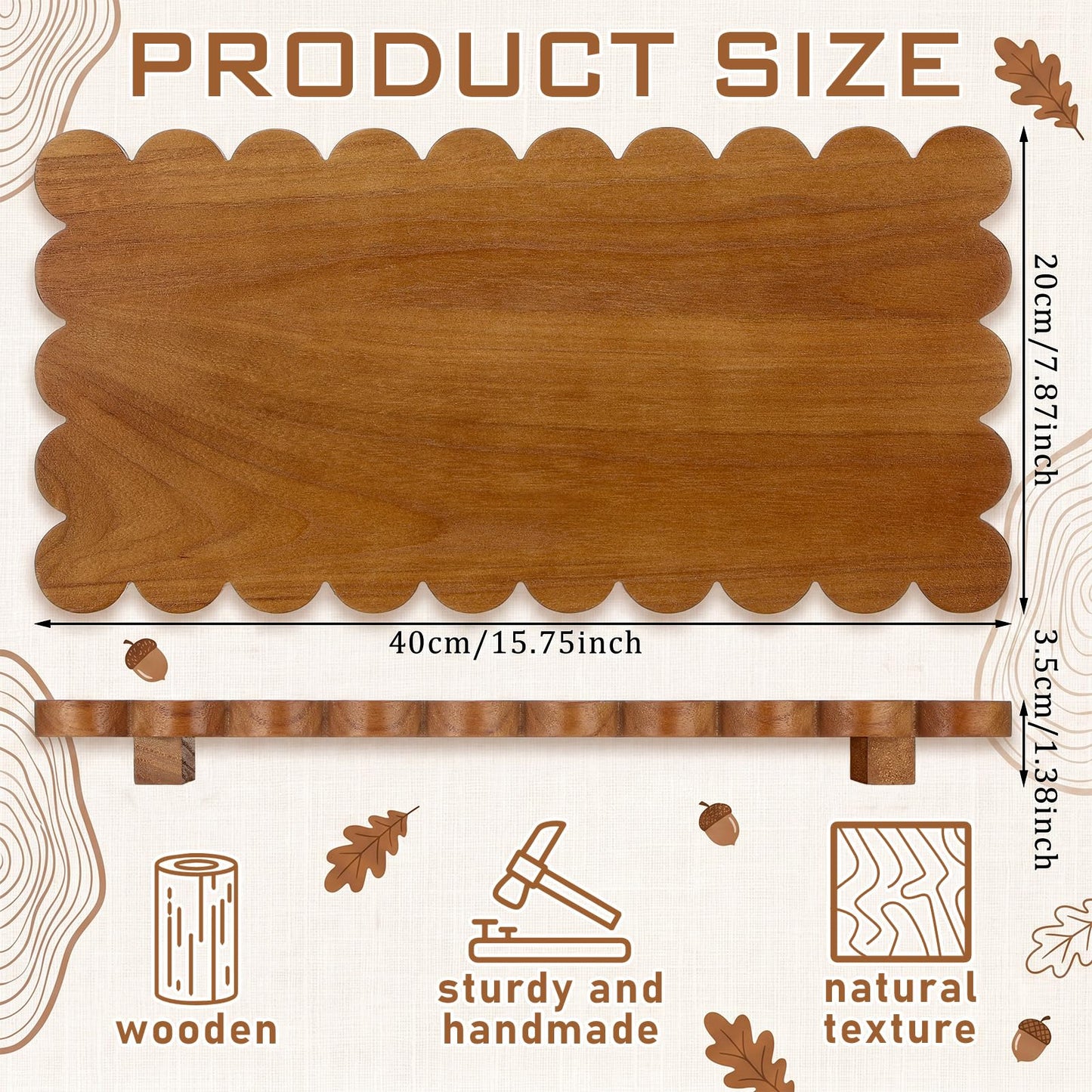Scalloped Wood Riser Tray