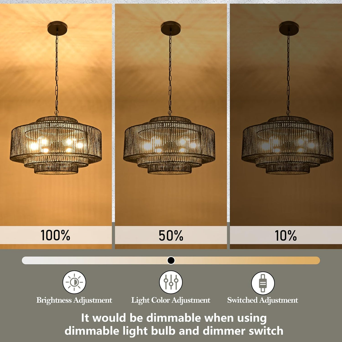 Black Rattan Pendant Chandelier