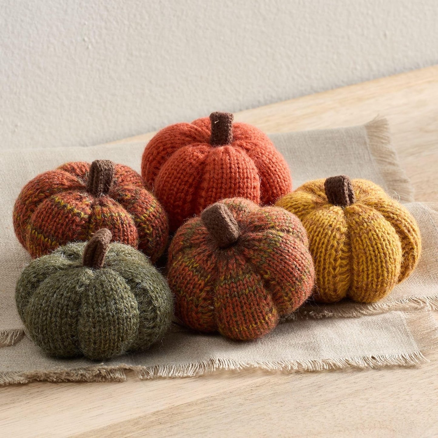 Set of 3 Cozy Knit Pumpkins