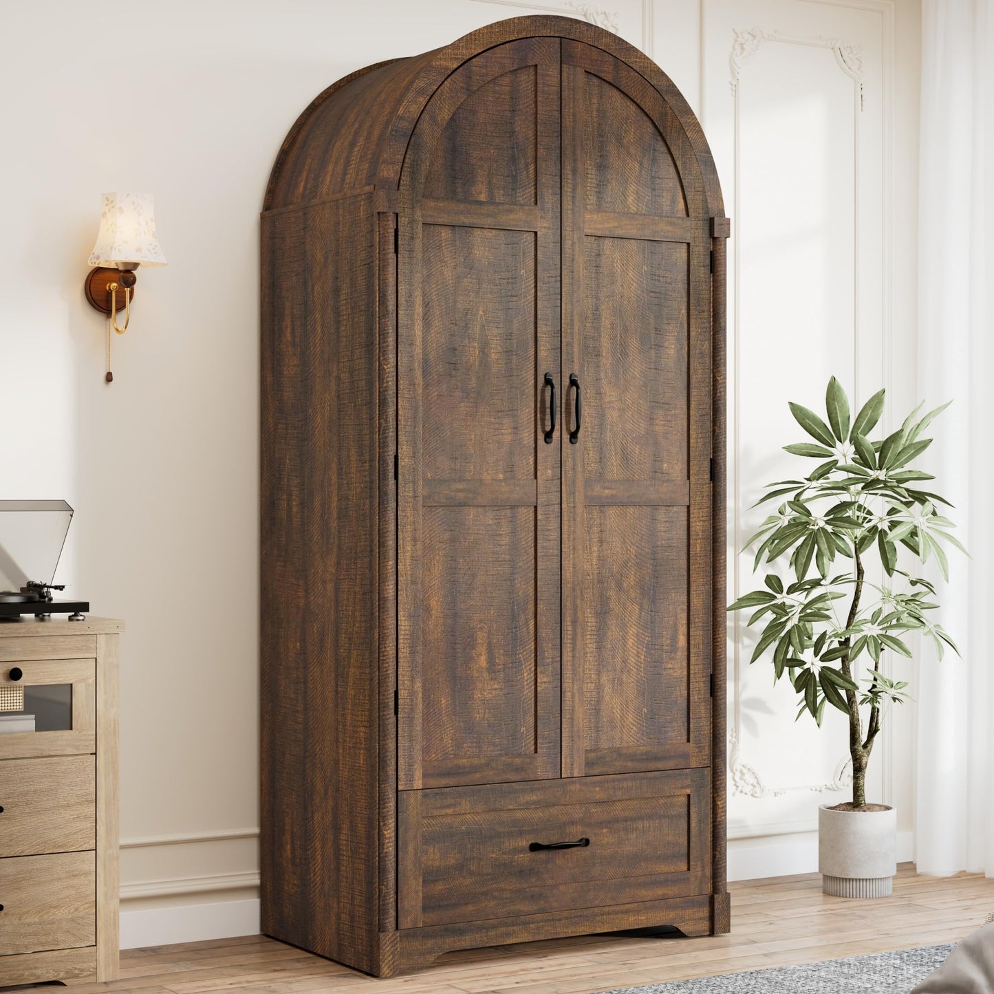 3 Doors Armoire Wardrobe Closet with Doors and Drawers