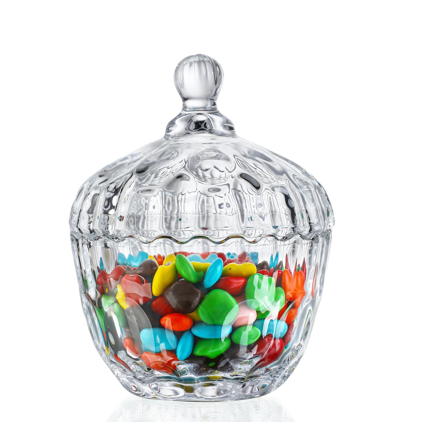Decorative Embossed Glass Dish with Lid