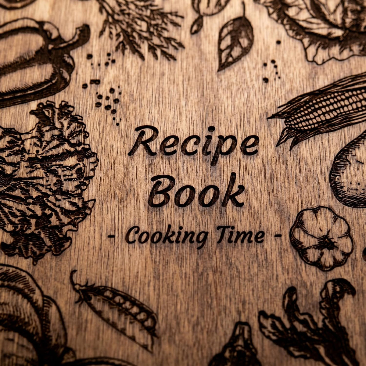 Wooden Recipe Book Engraved Journal