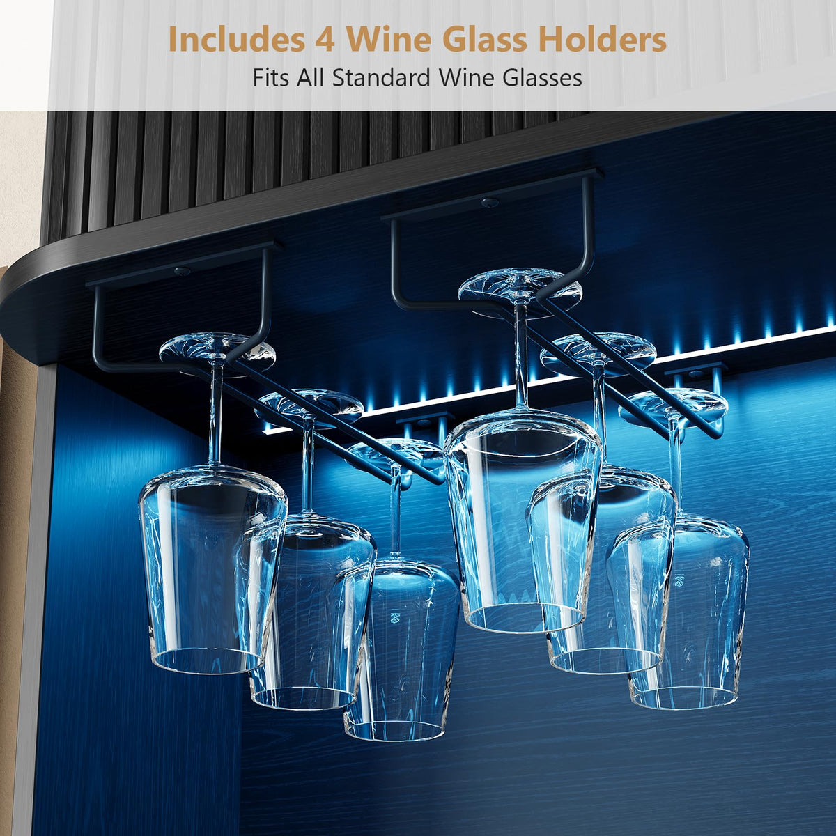 71" Tall Fluted Wine Bar Cabinet with Storage